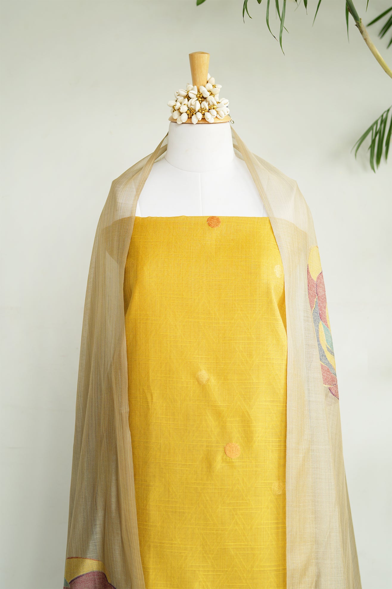 NOOR – Pure Mul Chanderi Yellow Unstitched Suit Set