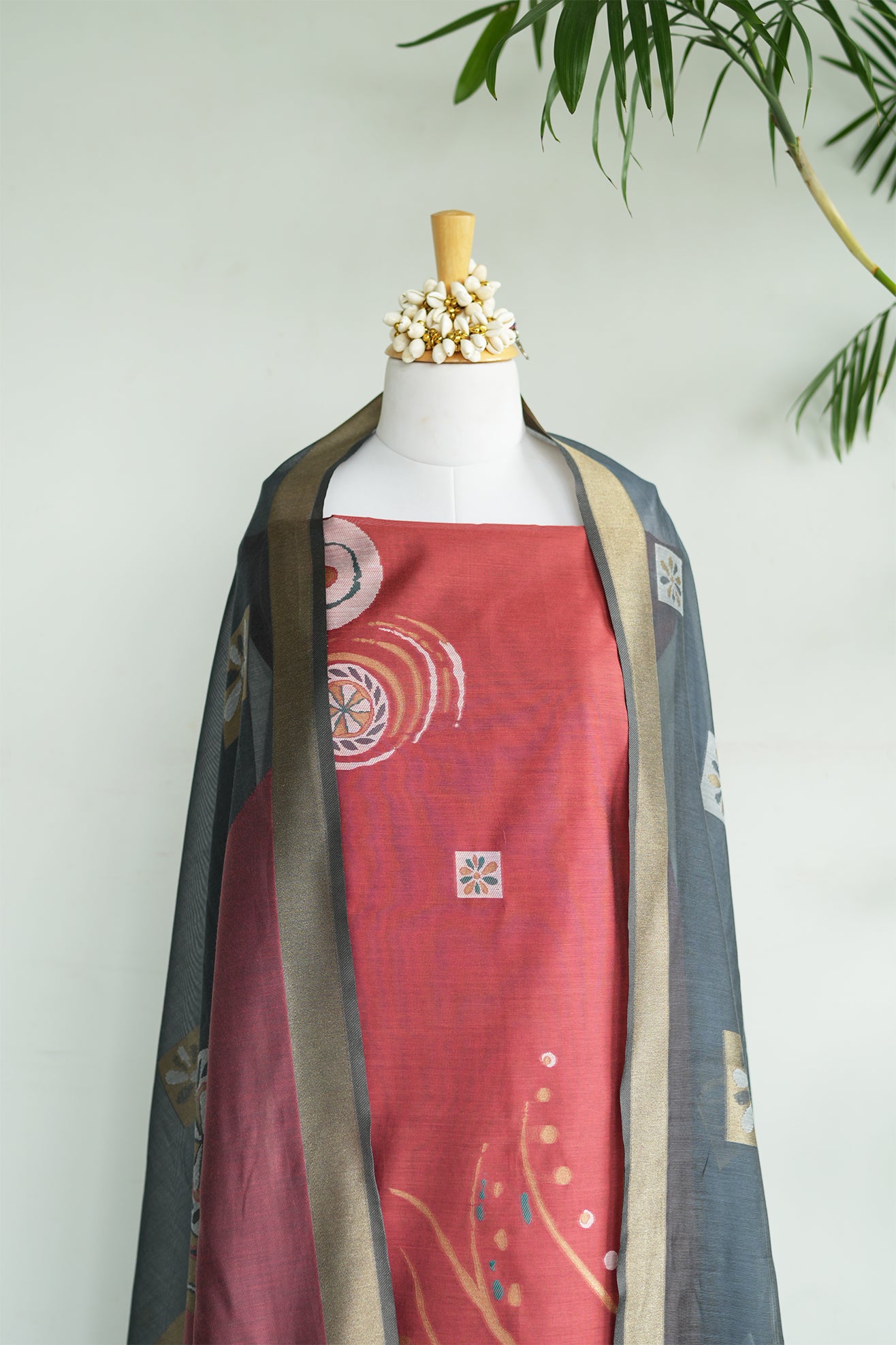 ROOHI– Pure Mul Chanderi Yellow Unstitched Suit Set