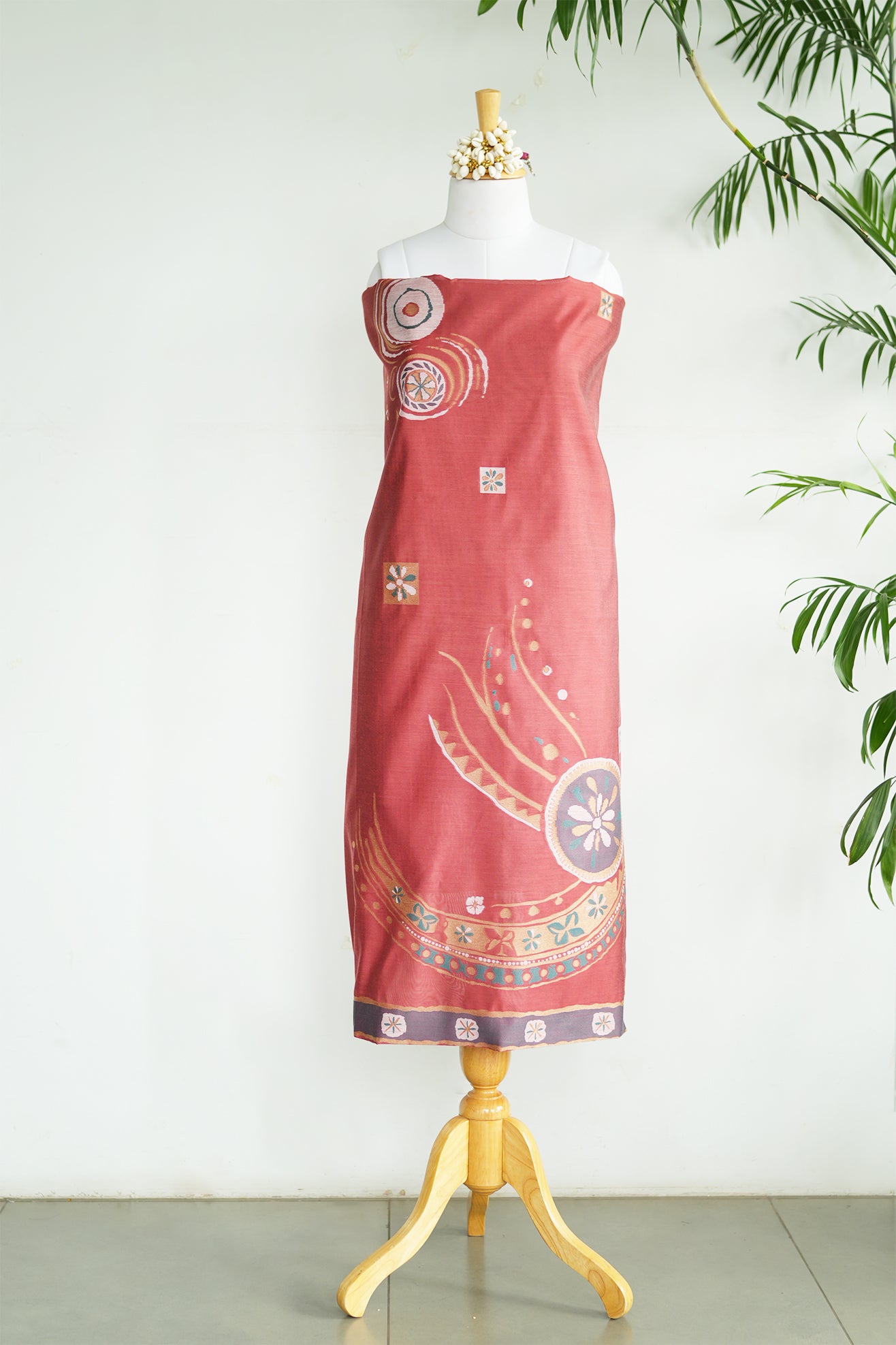 ROOHI– Pure Mul Chanderi Yellow Unstitched Suit Set