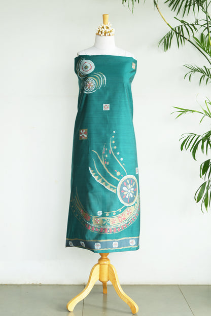 ADAA – Pure Chanderi Teal Unstitched Suit Set