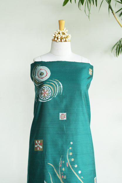 ADAA – Pure Chanderi Teal Unstitched Suit Set