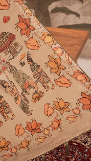 SUNDARBAGH- Green Fusion Print Tussar Silk Saree