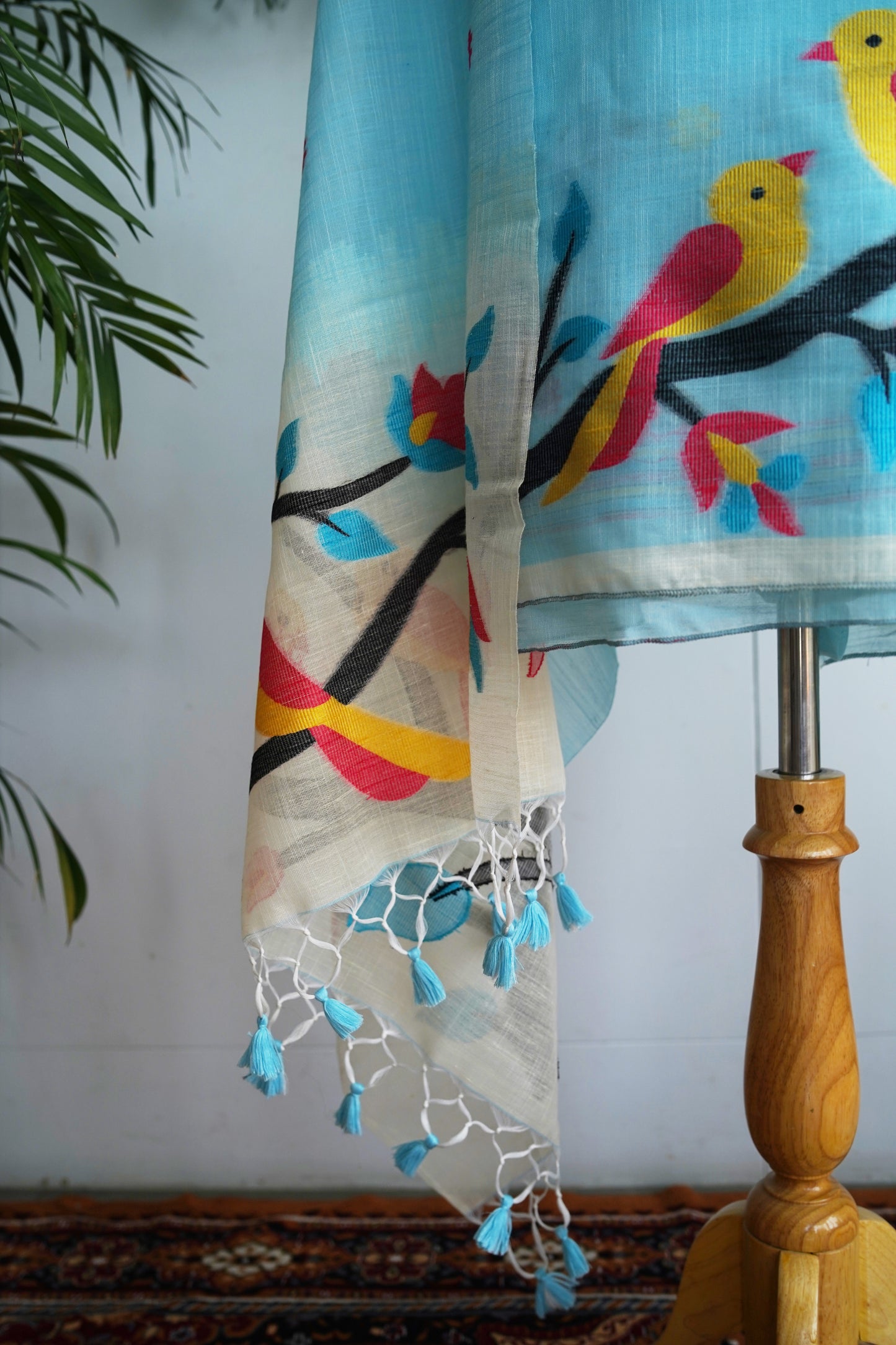 NEELKANTH- Blue Jamdani Tissue Linen Unstitched Suit Set