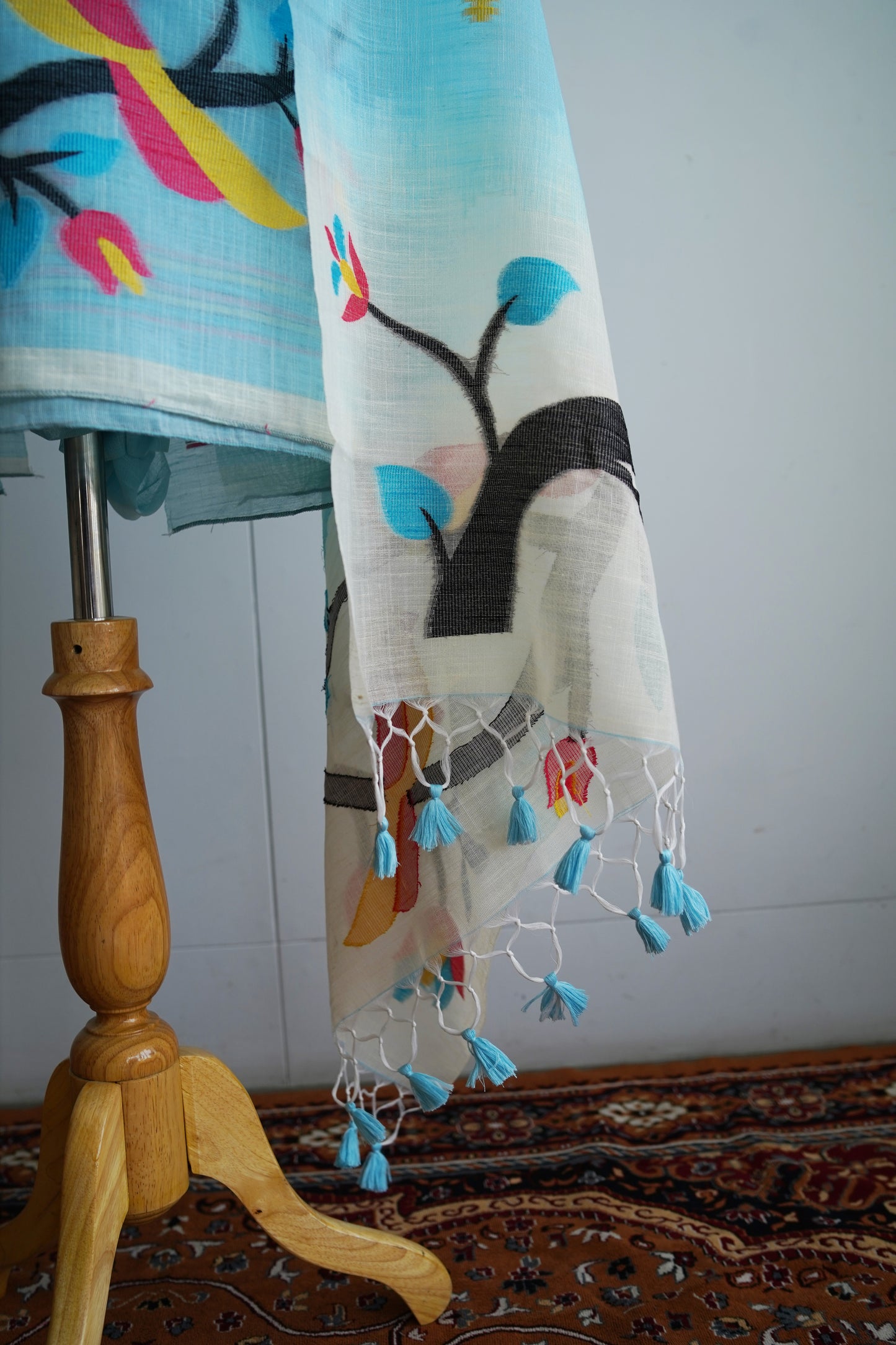 NEELKANTH- Blue Jamdani Tissue Linen Unstitched Suit Set