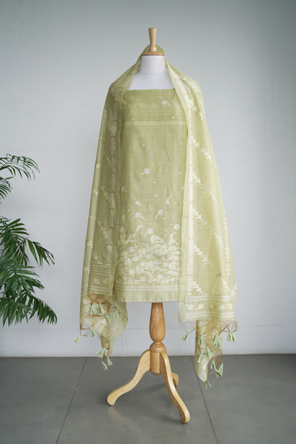 HARA GUL- Pure Chanderi Slub Unstitched Suit Set