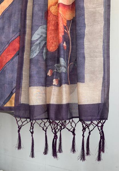RANG- GULZAR - Chanderi Cotton Geometric Floral Saree