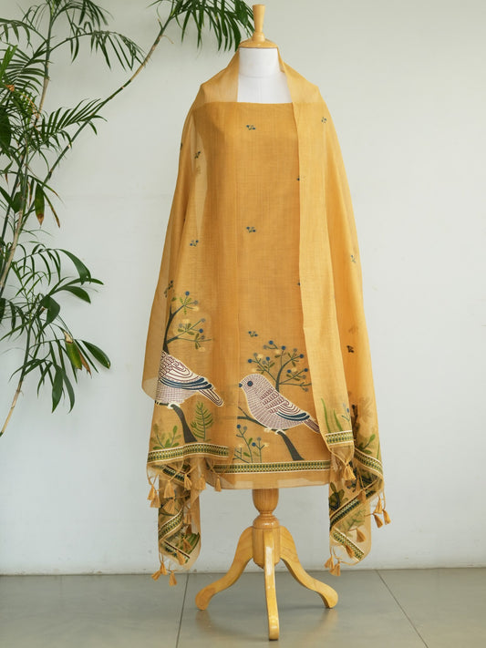 BASANT BAGH- Pure Chanderi Slub Unstiched Suit Set