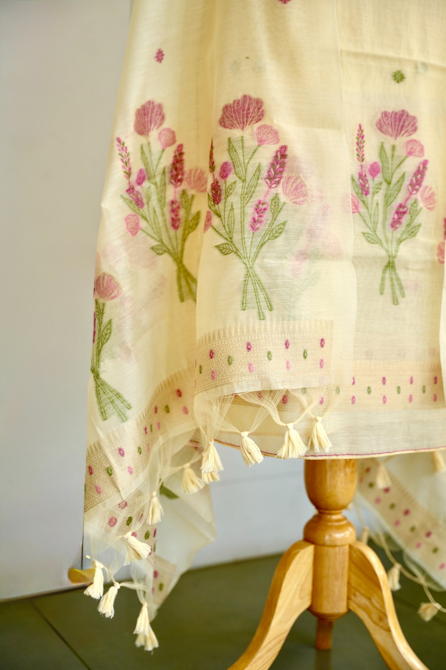 BASANTI– Pure Chanderi Slub Yellow Unstitched Suit Set