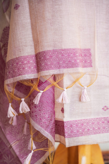 JAMUN- Pure Chanderi Slub Scenic Unstitched Suit Set