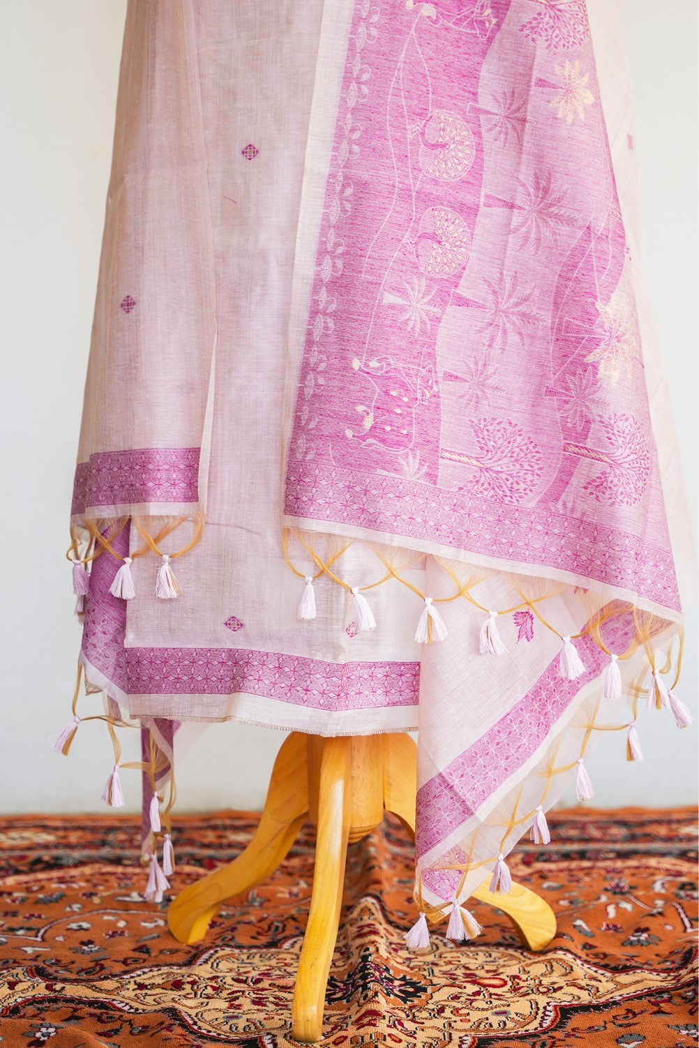 JAMUN- Pure Chanderi Slub Scenic Unstitched Suit Set