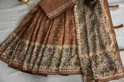 BHOOMI – Caramel Buti & Kalamkari Tussar Silk Saree