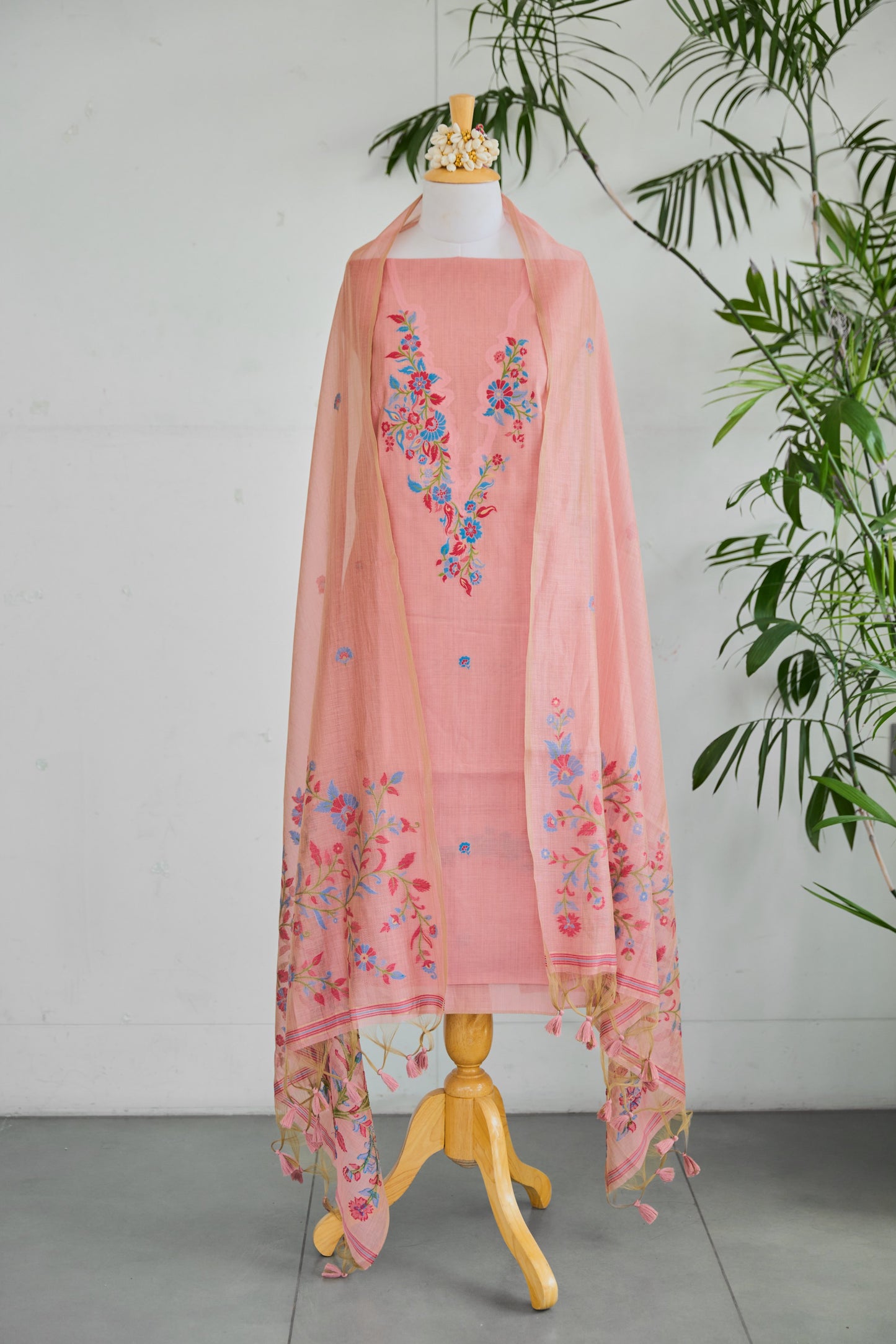 INAYAT- Pure  Mul Chanderi Pink Unstitched Suit Set