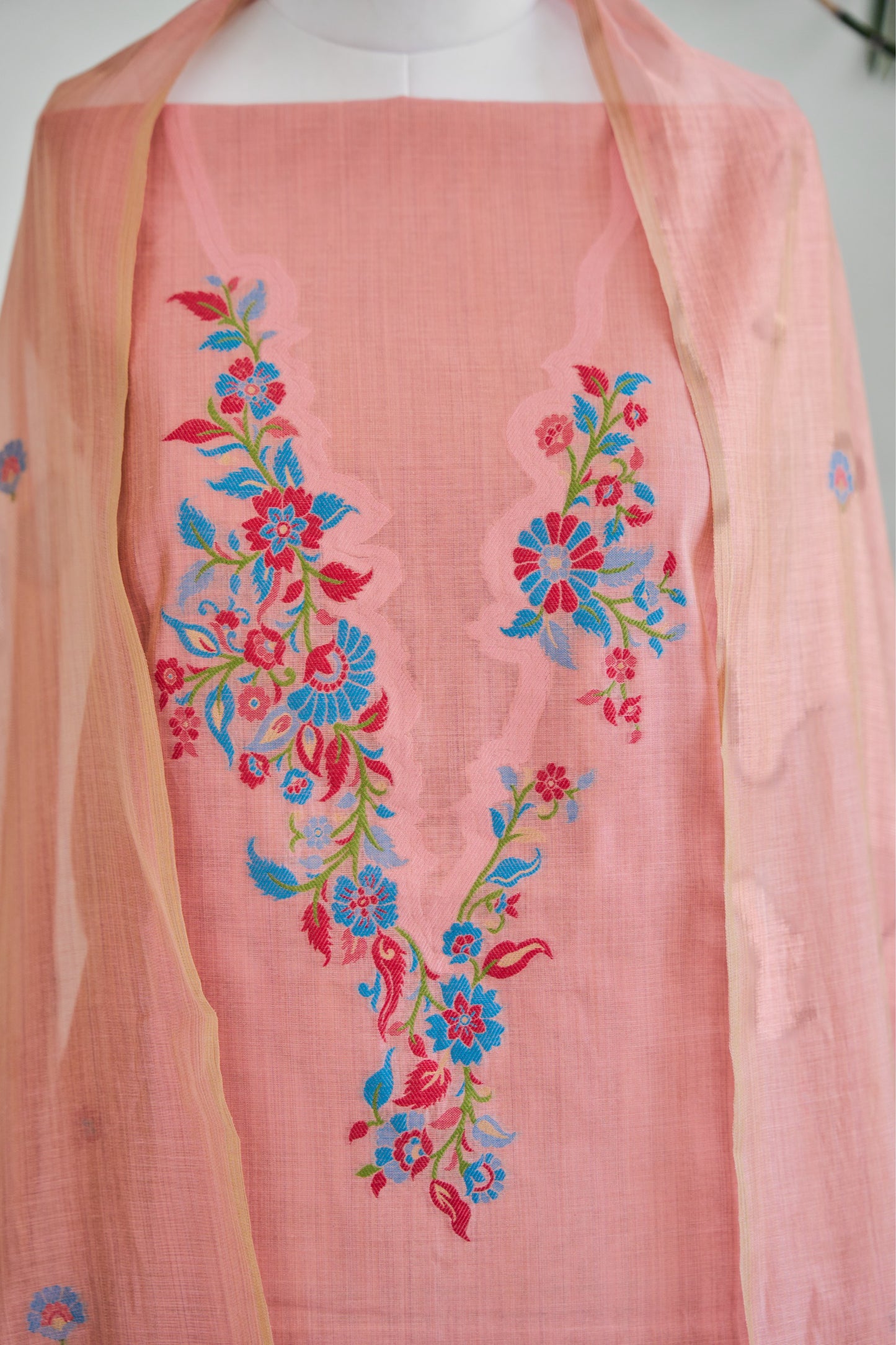 INAYAT- Pure  Mul Chanderi Pink Unstitched Suit Set