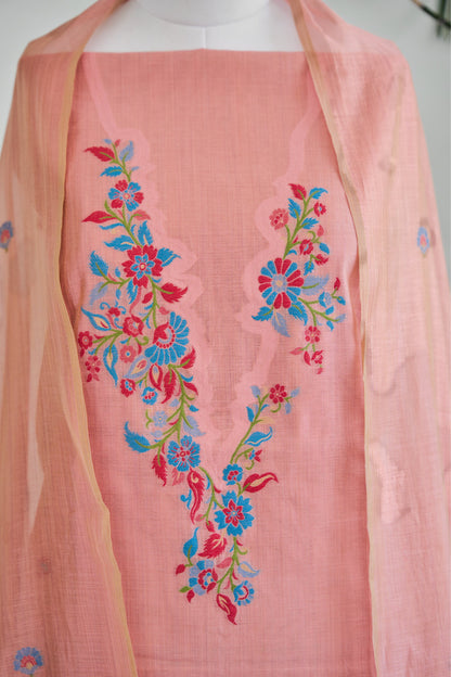 INAYAT- Pure  Mul Chanderi Pink Unstitched Suit Set