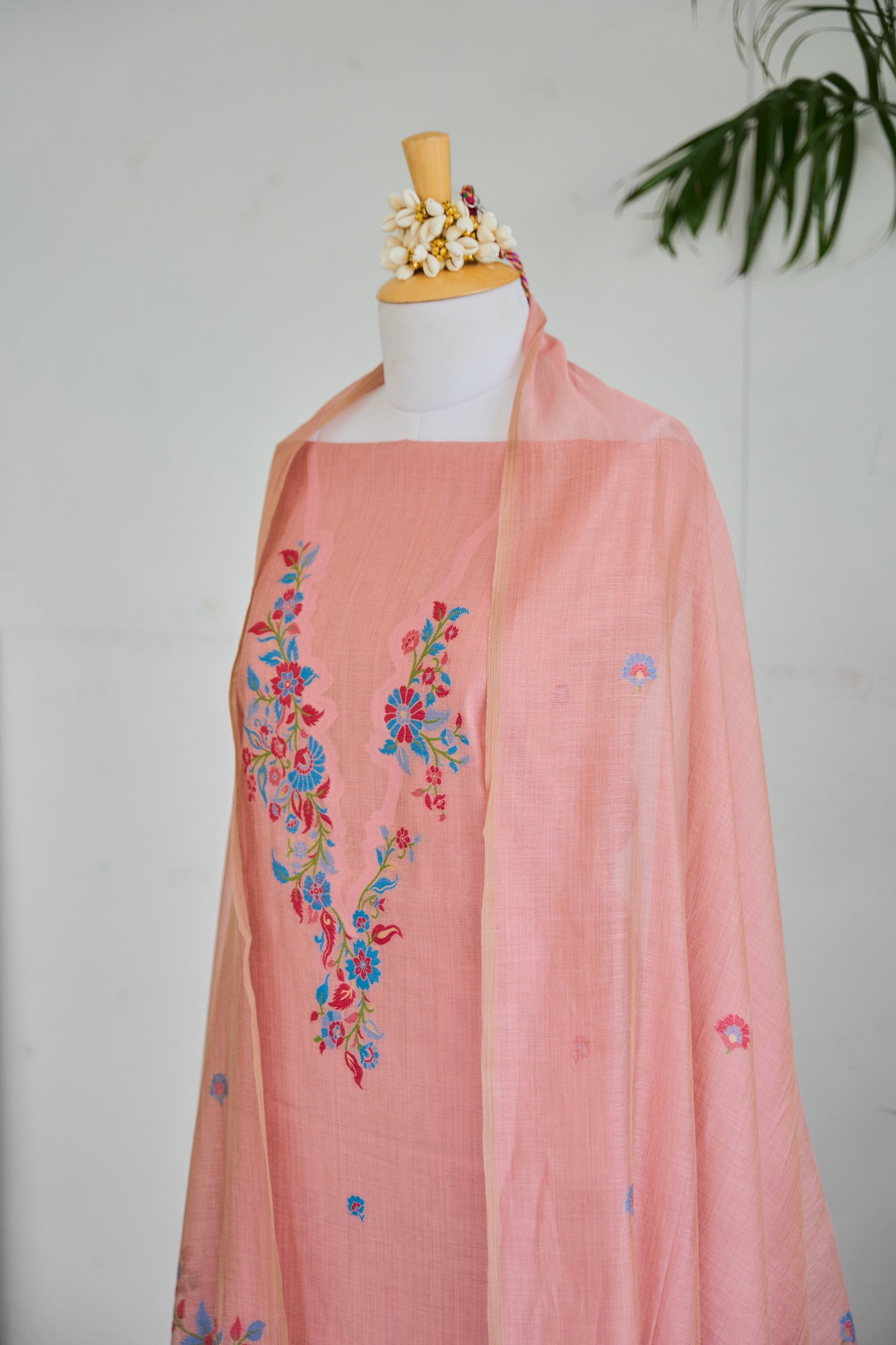 INAYAT- Pure  Mul Chanderi Pink Unstitched Suit Set