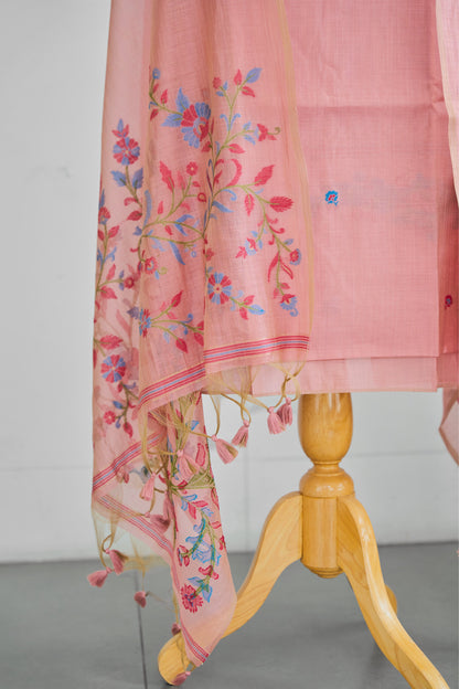 INAYAT- Pure  Mul Chanderi Pink Unstitched Suit Set