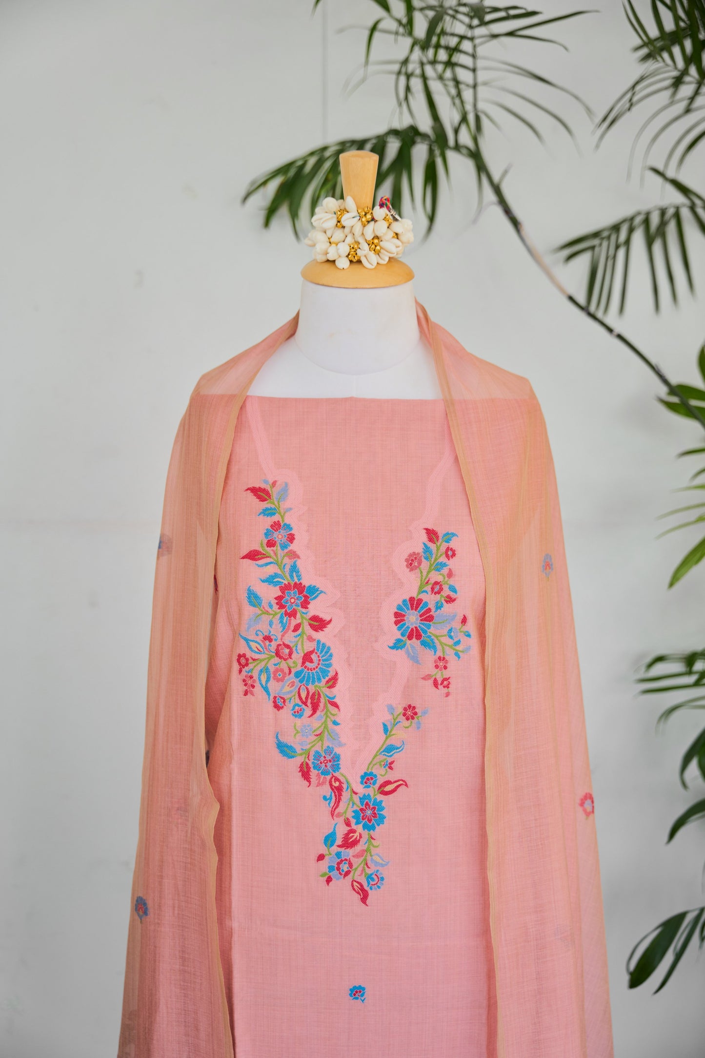 INAYAT- Pure  Mul Chanderi Pink Unstitched Suit Set