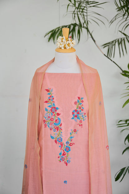 INAYAT- Pure  Mul Chanderi Pink Unstitched Suit Set