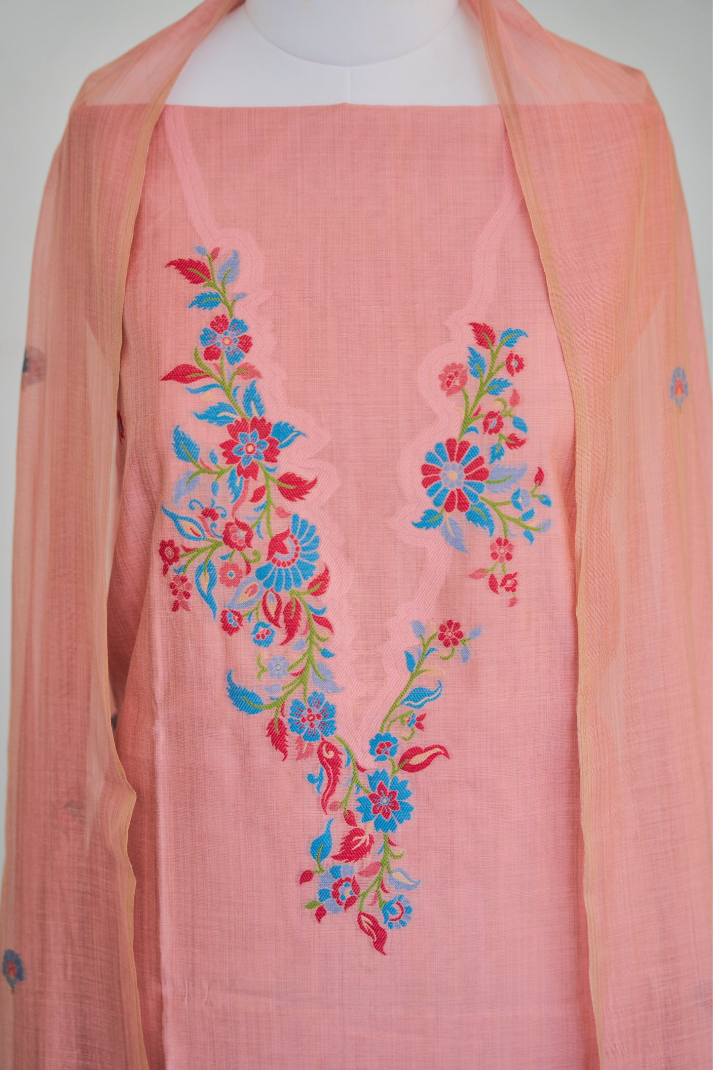 INAYAT- Pure  Mul Chanderi Pink Unstitched Suit Set