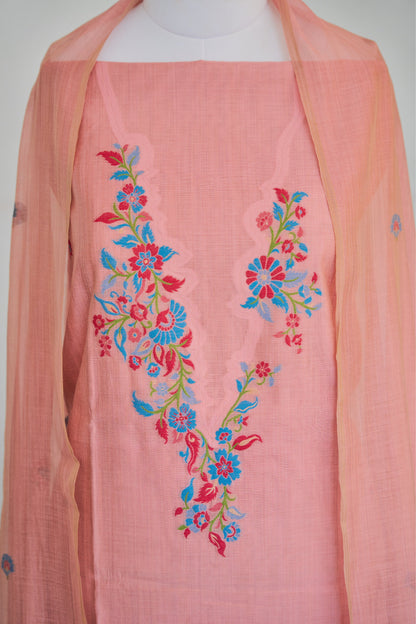 INAYAT- Pure  Mul Chanderi Pink Unstitched Suit Set