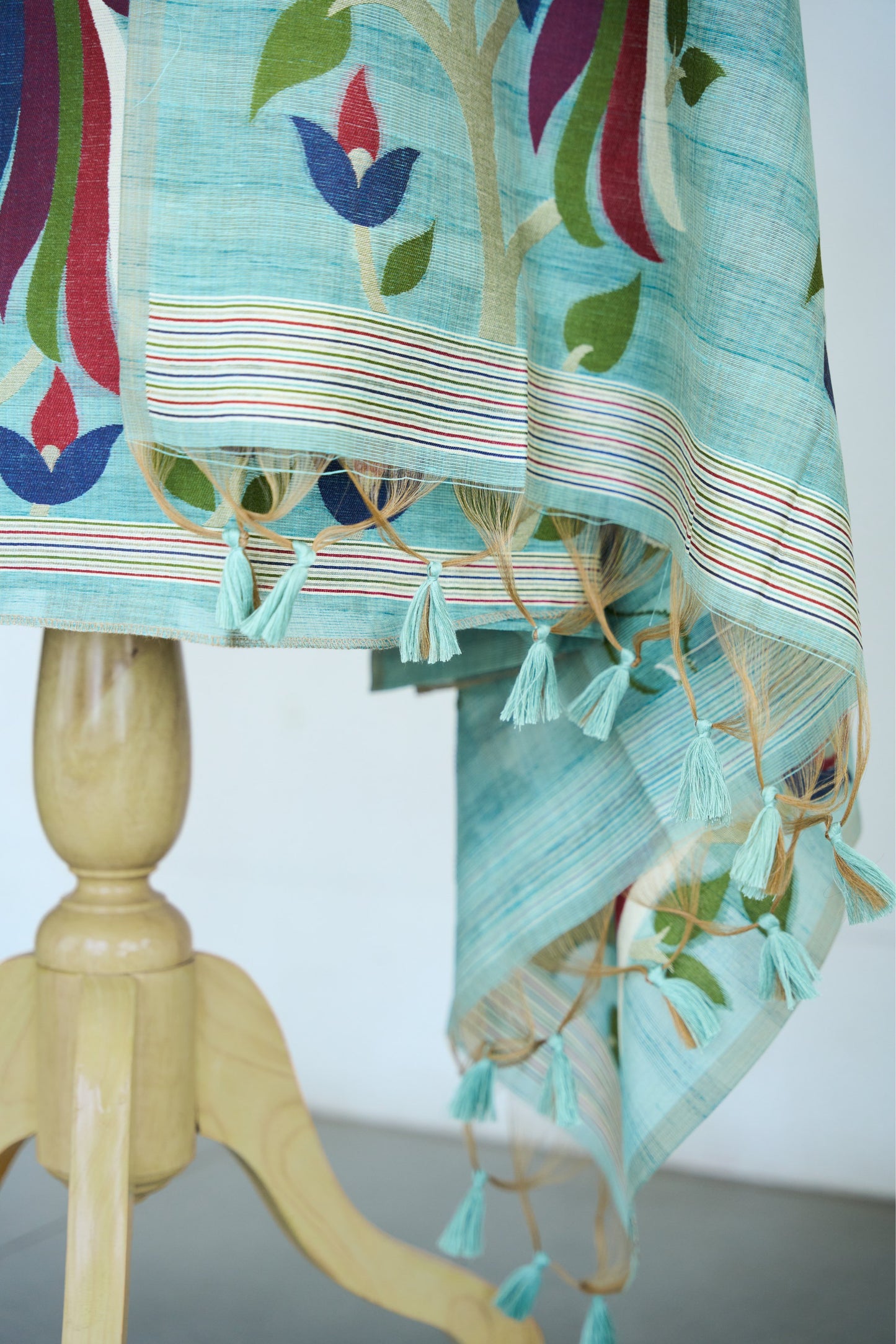 Bulbul – Pure Monga Cotton Aqua Blue Unstitched Suit Set
