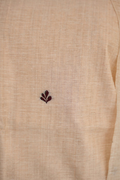 SAANJH – Pure Monga Cotton Beige Unstitched Suit Set