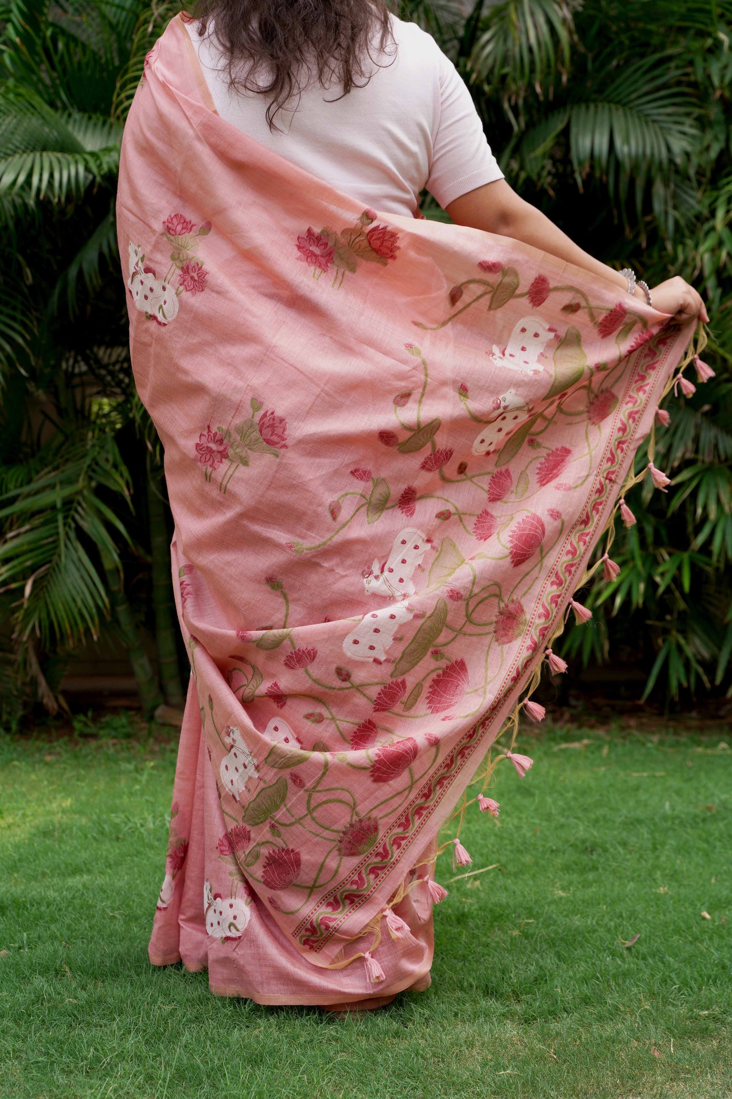 GULABI VATIKA - Pink Pure Monga Cotton Handwoven Pichwai Saree