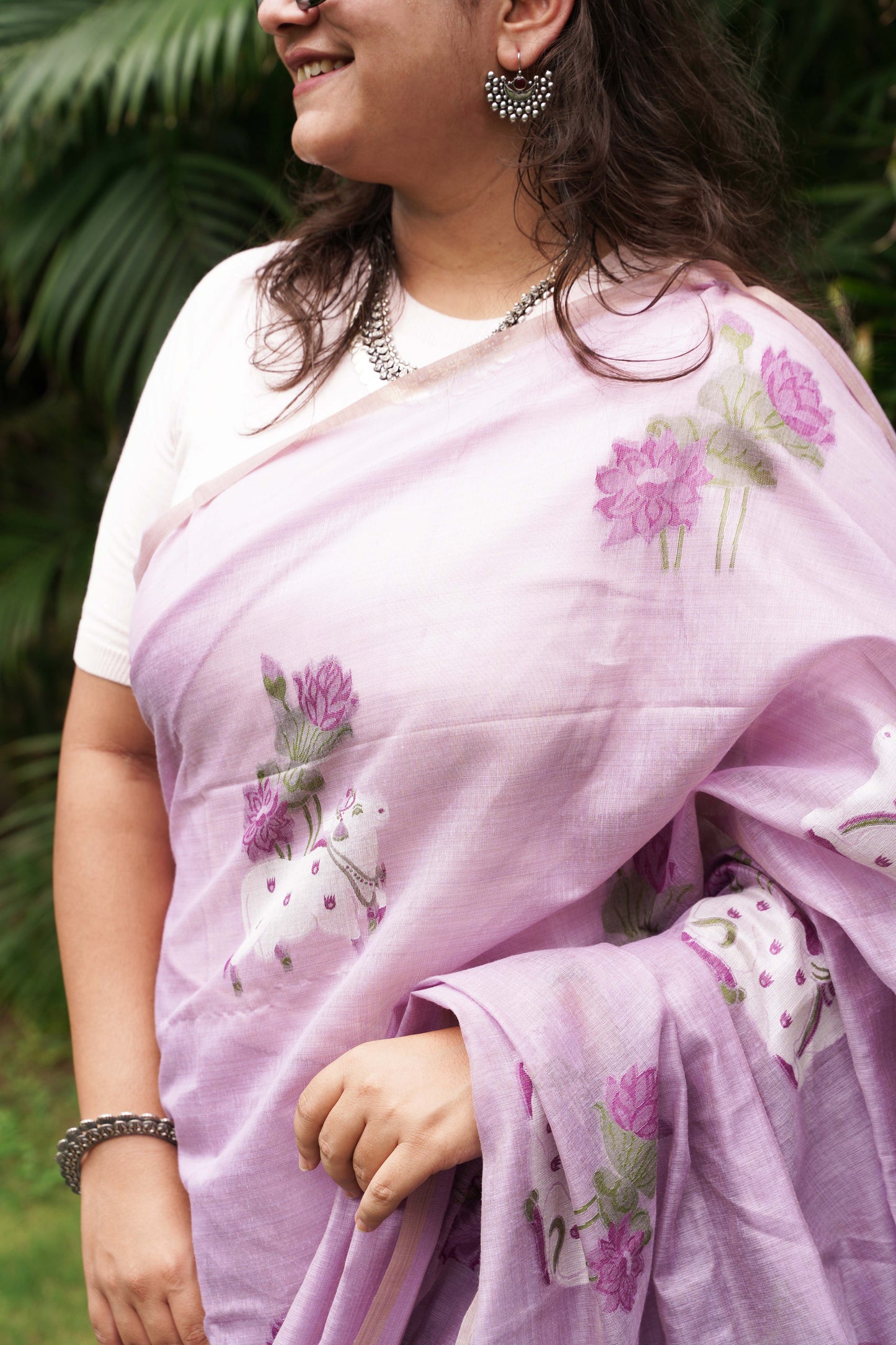 LILAC LEELA- Pure Monga Cotton Handwoven Saree