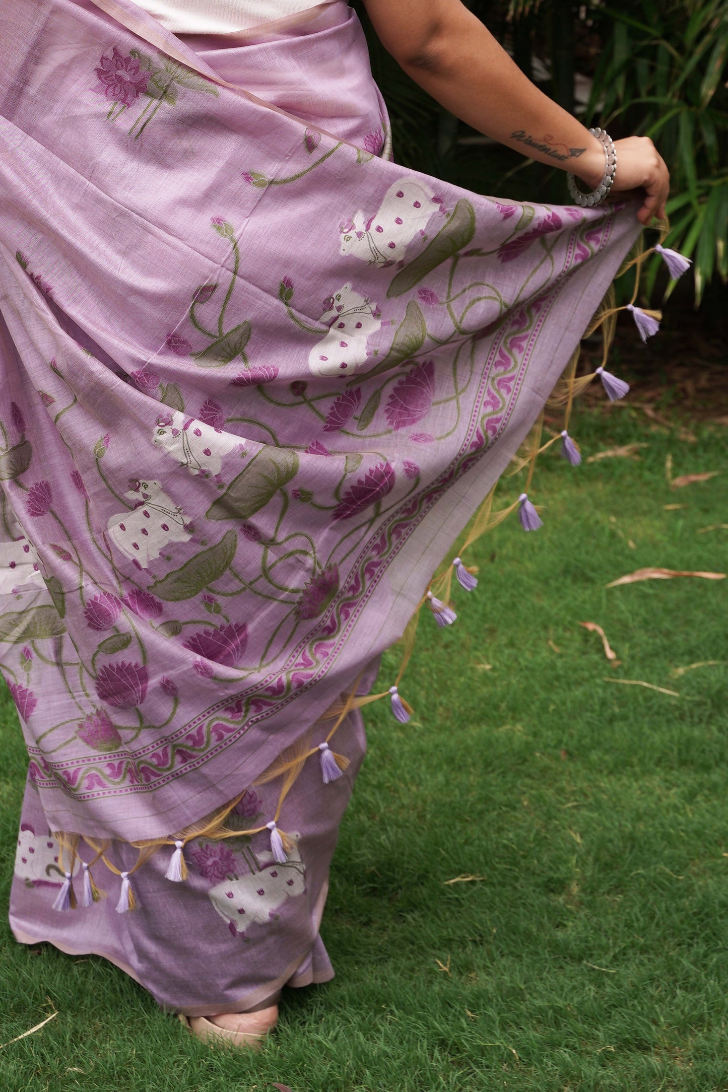 LILAC LEELA- Pure Monga Cotton Handwoven Saree