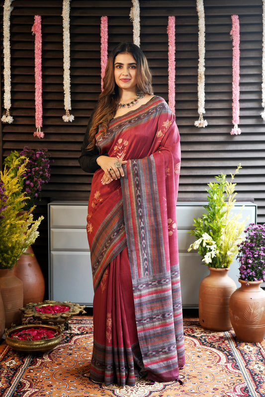 RUHI – Regal Red Festive Saree in Silk