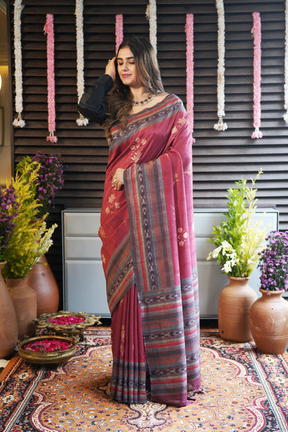 RUHI – Regal Red Festive Saree in Silk