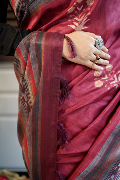 RUHI – Regal Red Festive Saree in Silk