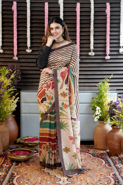 RANGVAN – The Painted Meadow in Tussar Silk