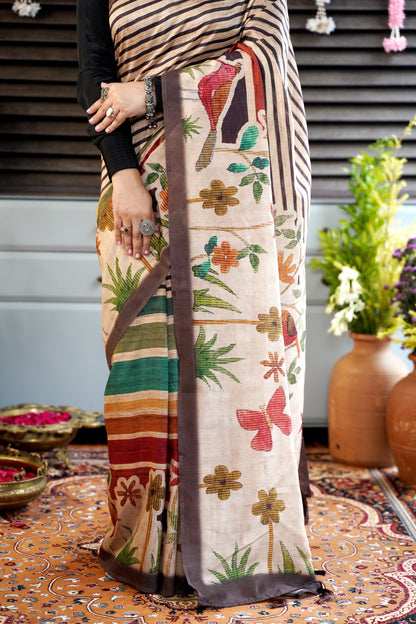 RANGVAN – The Painted Meadow in Tussar Silk