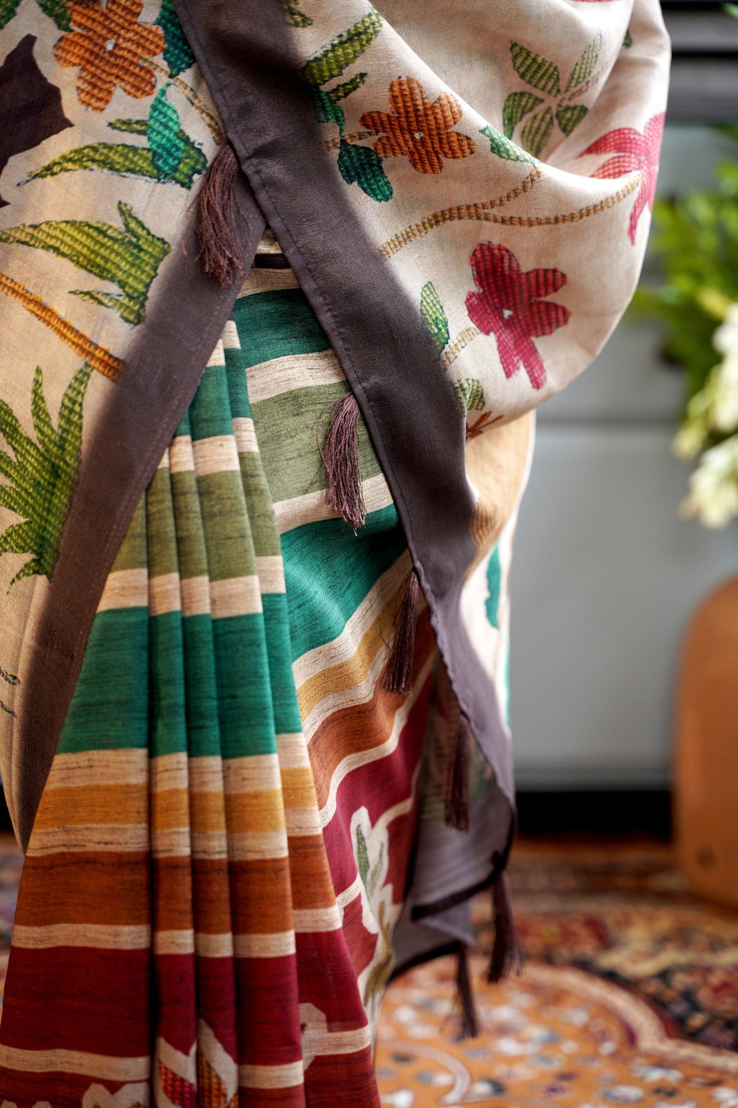RANGVAN – The Painted Meadow in Tussar Silk
