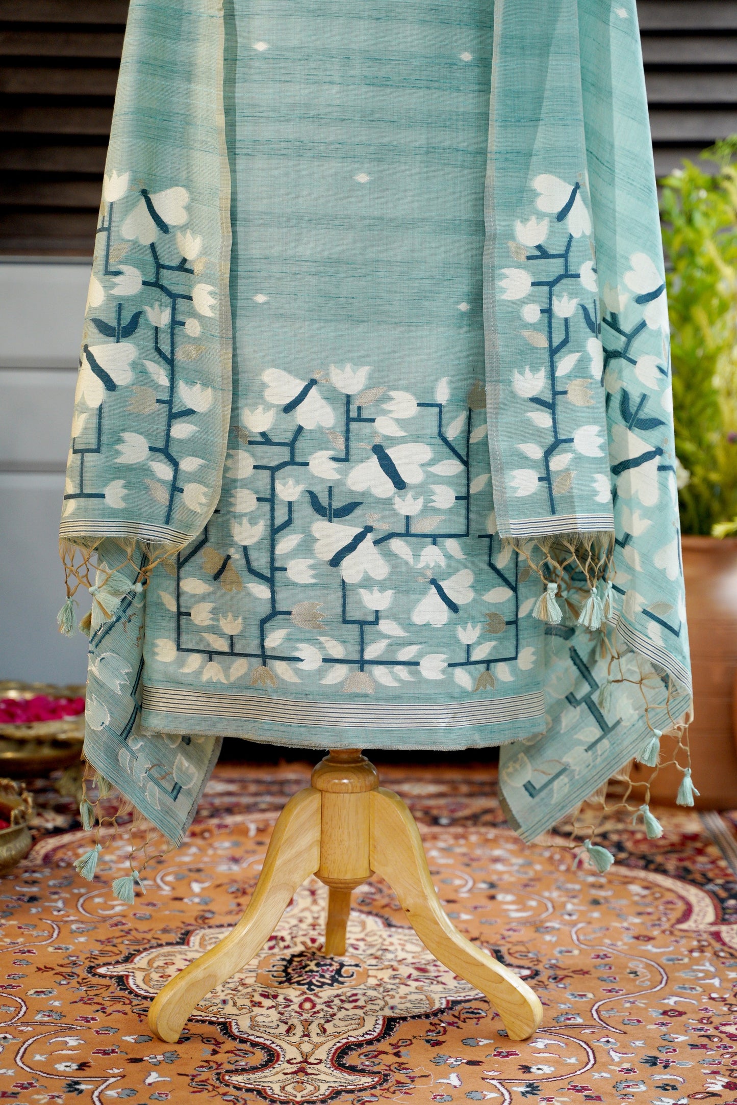 TEAL TALE - Pure Handloom Cotton Unstitched Suit Set