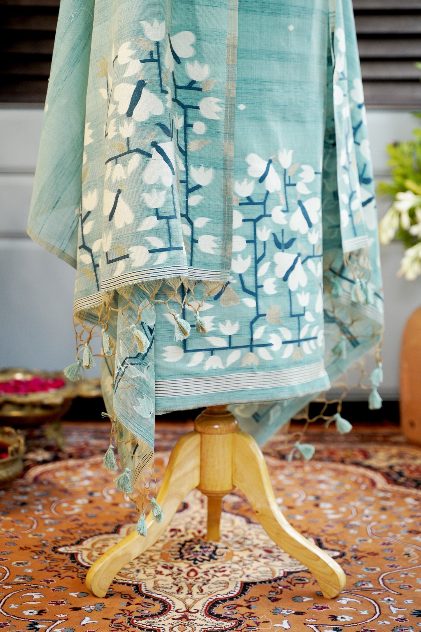 TEAL TALE - Pure Handloom Cotton Unstitched Suit Set