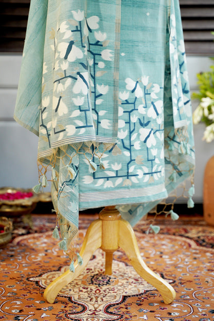 TEAL TALE - Pure Handloom Cotton Unstitched Suit Set