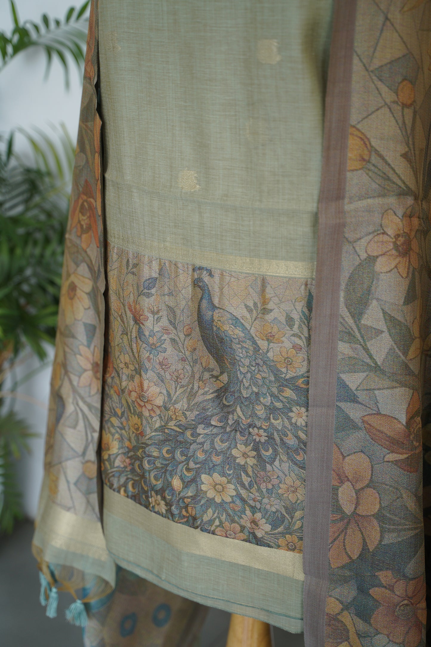 PHOOLBAAG - Floral Weaving Monga Cotton Unstitched Suit Set