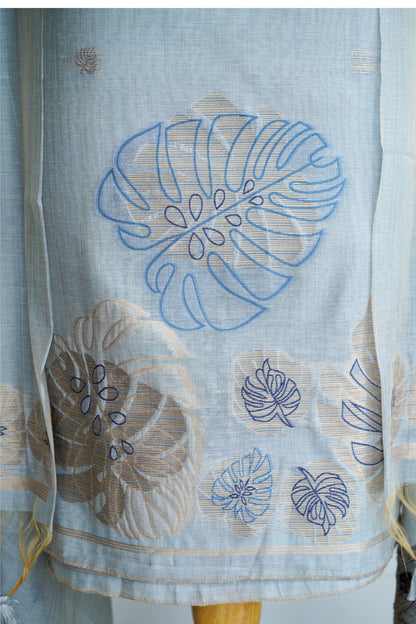 NEEL SANJH- Pure Monga Cotton Unstitched Suit Set with Foil Detailing