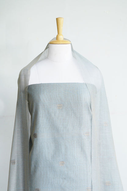 NEEL SANJH- Pure Monga Cotton Unstitched Suit Set with Foil Detailing