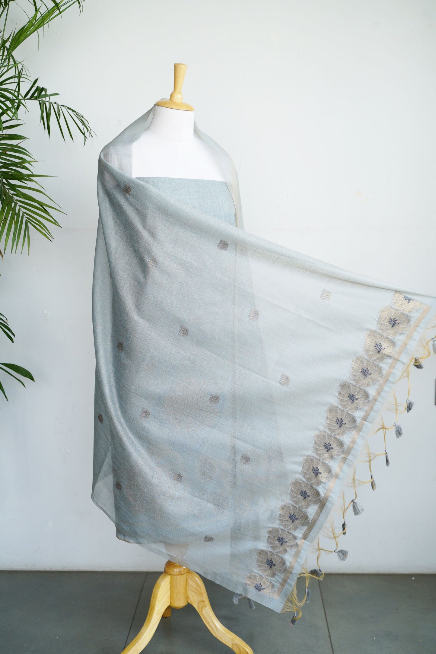 NEEL SANJH- Pure Monga Cotton Unstitched Suit Set with Foil Detailing