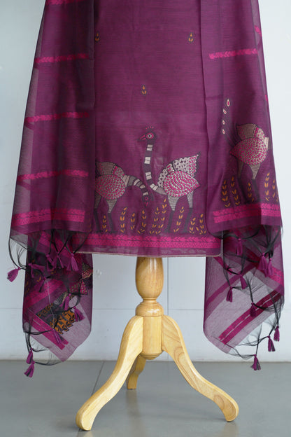 VARNIKA- Pure Chaderi Slub Unstitched Suit Set