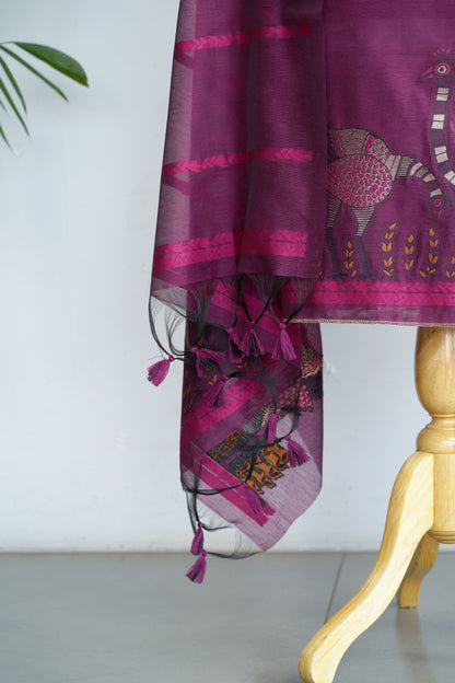 VARNIKA- Pure Chaderi Slub Unstitched Suit Set