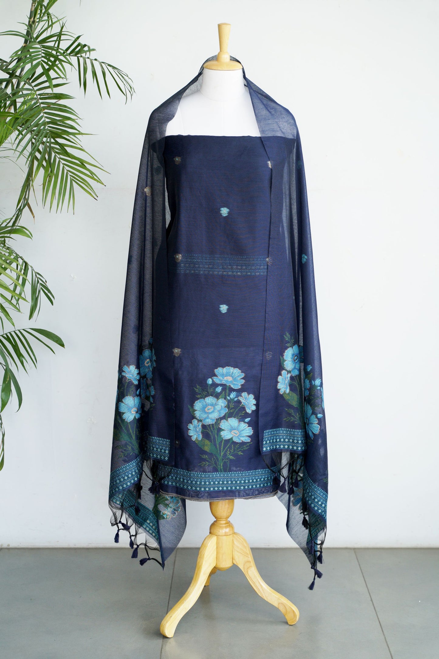 TWILIGHT TALES- Pure Chanderi Slub Unstitched Suit Set