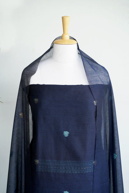 TWILIGHT TALES- Pure Chanderi Slub Unstitched Suit Set