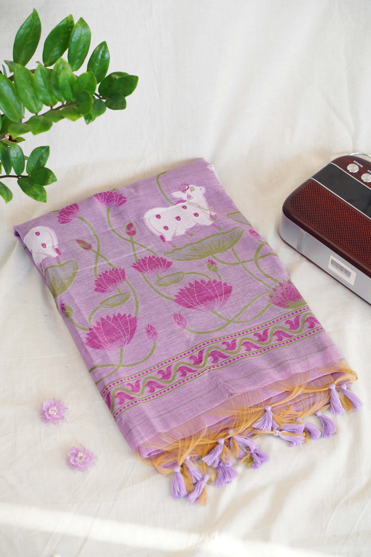 LILAC LEELA- Pure Monga Cotton Handwoven Saree