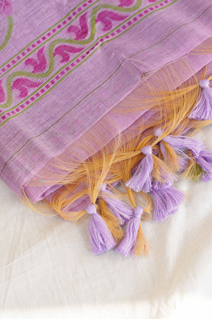 LILAC LEELA- Pure Monga Cotton Handwoven Saree