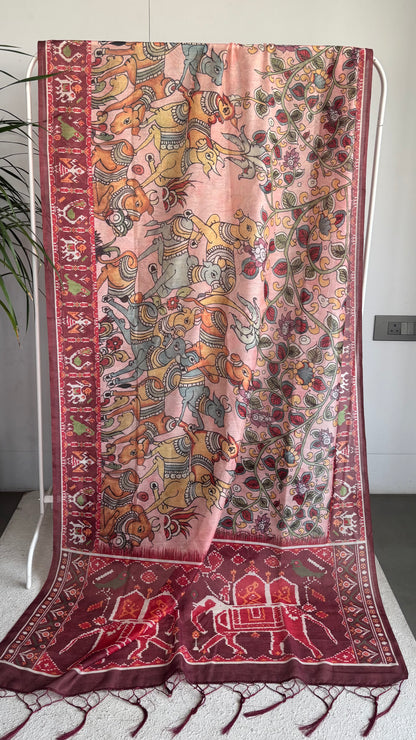 VANRAAG- Chanderi Cotton Red Saree